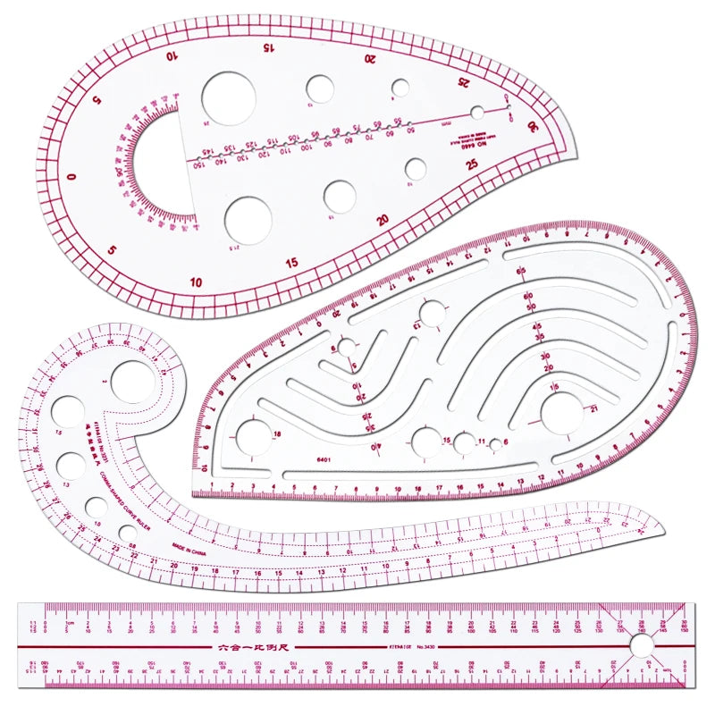 4pcs Set Tailor Measuring Ruler Kit DIY Tailor Patterns Sewing Drawing Quilting Tools Clothing Patchwork Cutting Curve Craft