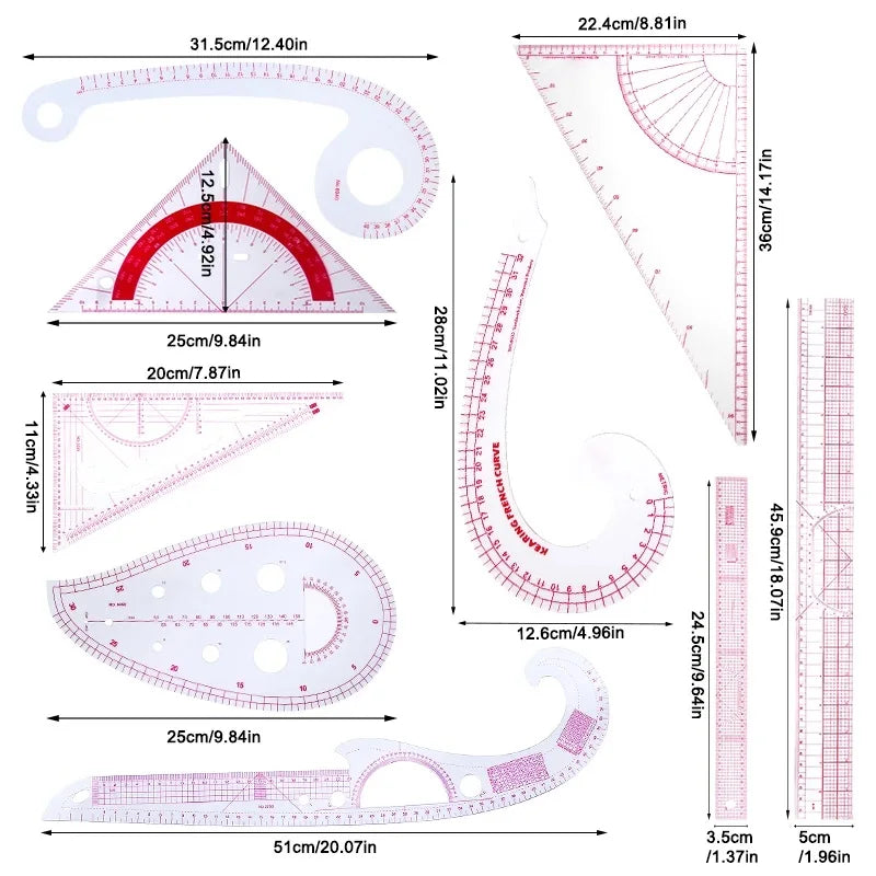 Plastic French Curve Ruler Sewing Set
