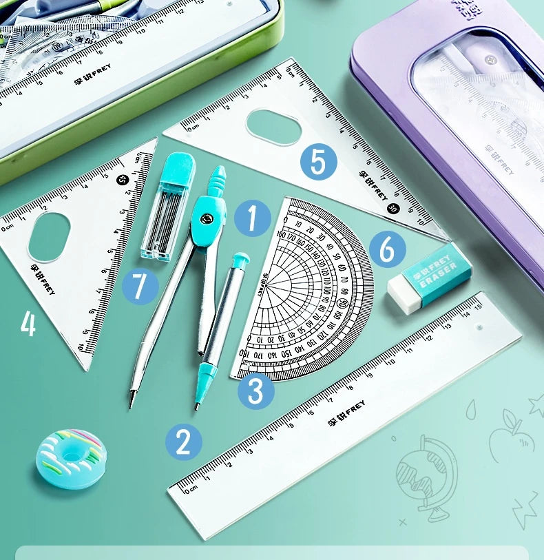 7Pcs/Set Student Compass