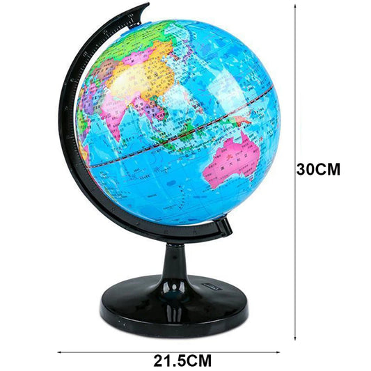 360-Degree Rotating Student Globe Geography Educational Decoration Children Learn Globe World Earth Map Teaching Aids 30X21.5CM